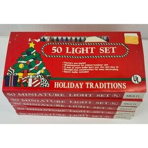 Lot of 5 Vintage Holiday Traditions 50 Miniature Light Sets Multi-Color New NOS